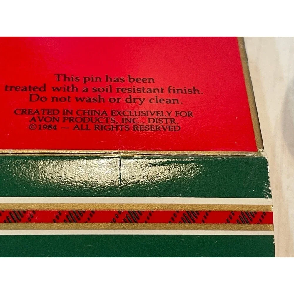 *Vintage 1984 Avon Holi day wreath pen plaid Christmas with box red green